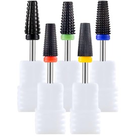 Gasea 5Pcs Ceramic Nail Drill Bit Set, Professional 3/32 Inch Shank Electric Nail File Bit Kit Cuticle Nail Bits for Acrylic Nails Poly Gel Removal, Manicure, Two-Way Rotation
