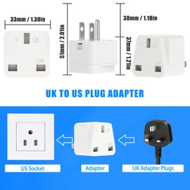 UK to US Plug Adapter, OFOAEEA 2 Pack UK to US Adapter, UK to USA America Plug Adapter, US Plug Adapter, for United Kingdom Singapore Malaysia UAE Ireland Malta Hongkong (Type B)