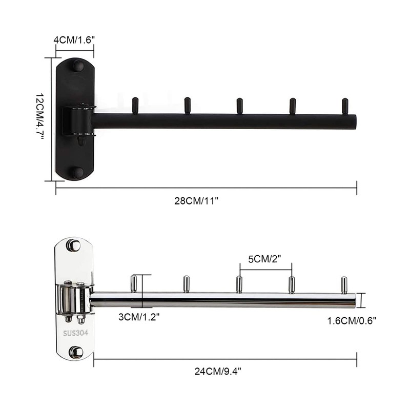 Zivisk Pack of 2 Folding Wall Mounted Clothes Hanger Rack
