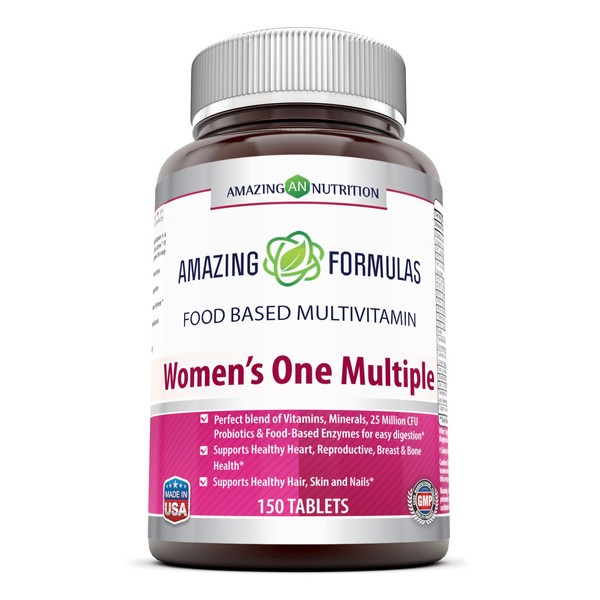 Amazing Formulas Women's One Multiple 150 Tablets | Multivitamin Supplement for Women | Perfect Blend of Vitamins, Minerals, 25 Million CFU Probiotics & More | Made in USA