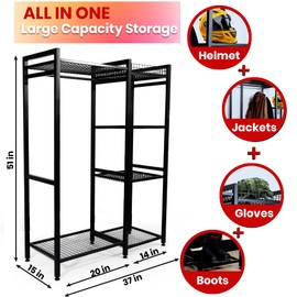 EROTASH Motorcycle Helmet Holder, Helmet Stand, Motorcycle Gear Storage Rack, Display Shelf for Accessories, Jacket, Gloves and Boots