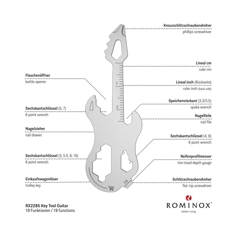 Gift Item: ROMINOX Key Tool Guitar, 19 Functions, Keytool Keytool