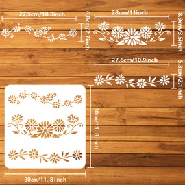 FINGERINSPIRE Daisy Chain Stencils 30x30cm Reusable Daisy Drawing Stencil DIY Craft Blooming Daisy Flower Painting Template Plant Stencil for Painting on Wall Wood Fabric Furniture