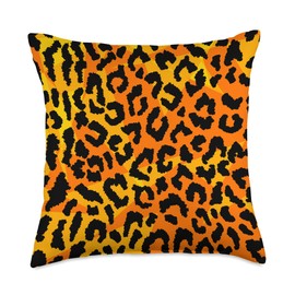 Jaguar Leopard Animal Cheetah Print Gift Orange Cheetah Print Jaguar Animal Pattern Cute Leopard Throw Pillow, 18x18, Multicolor