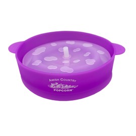 Amish Country Popcorn | Collapsible Silicone Microwave Popper with Customized ACP Logo | BPA and PVC Free Popcorn Bowl with Handles | Dishwasher Safe | Includes 2-2 oz Bags of Kernels (Purple)