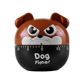 Cute Dog Kitchen Timer Manual Mechanical Rotating Alarm 55 Minutes Countdown Timer for Cooking Kitchen Baking (Brown)