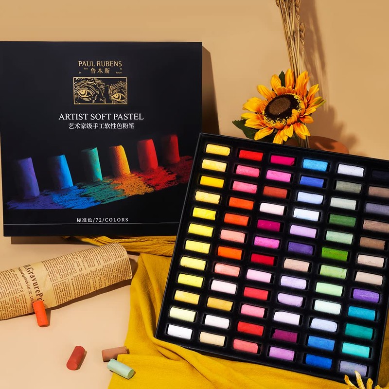 Paul Rubens Professional Soft Pastels, Handmade 72 Vibrant Colors Chalk
