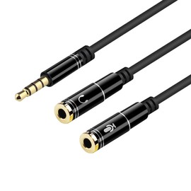 Headset Adapter For Headsets With Separate Headphone And Microphone Plugs 3.5mm Stereo Audio Male to 2 Female Headset Mic Y Splitter Cable Adapter(Black)