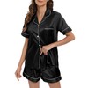 HPWUZK Women's Satin Pajamas sets Short Sleeve Sleepwear Soft Silk