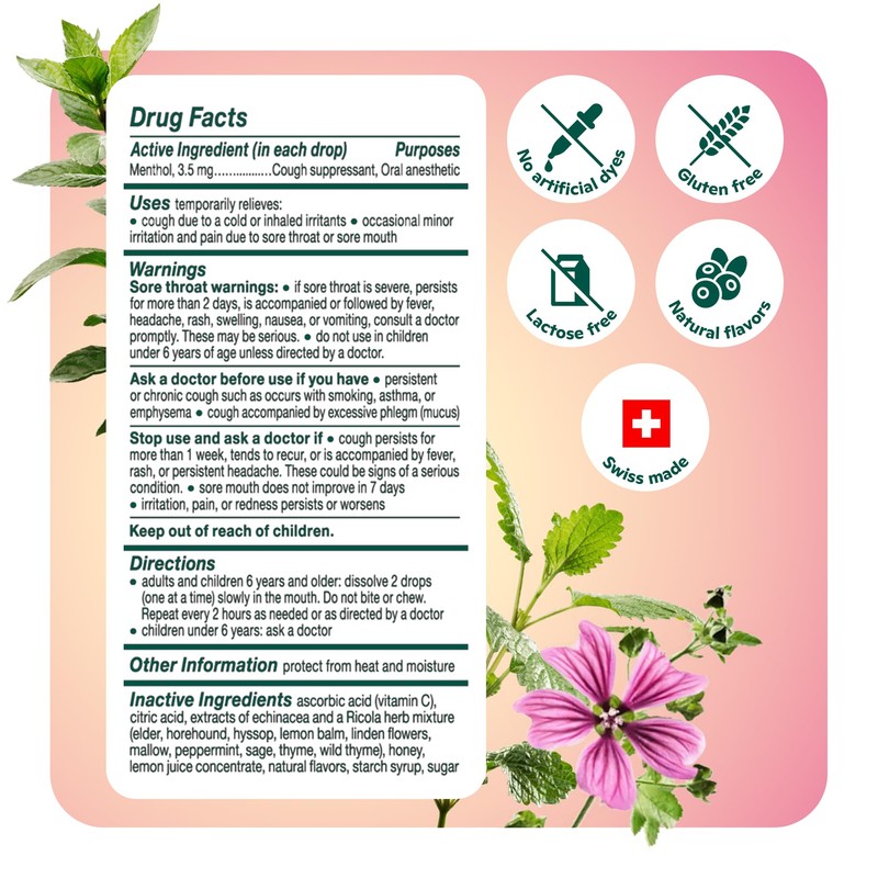 Ricola Honey Lemon Echinacea Cough Drops with Menthol - Minor