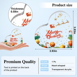 Christmas Gifts - Heart Shape Acrylic Season Gifts, Christmas Decoration Indoor, Christmas Table Desk Fireplace Shelf Decor for Farmhouse, Office, Home, Christmas Gifts for Family Friends Colleagues