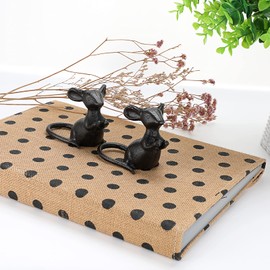 OwnMy 2 Cast Iron Cute Mouse Figurine Sculpture Black Mice Statues Carved Desktop Ornaments Figurines, Decorative Creative Animal Figurine Indoor Outdoor Statues for Garden Patio Yard Home Decoration