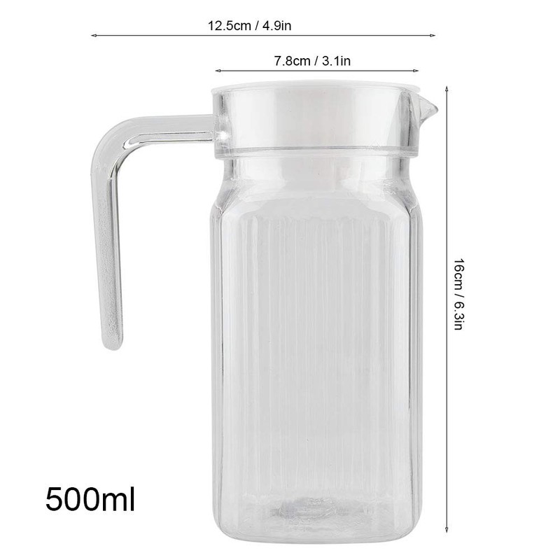 Acrylic Transparent Bottle, Striped Water Ice Cold Jug with Lid