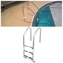 HECASA 3 Step Swimming Pool Ladder with Anti-Slip Pads for Indoor/Outdoor In-Ground Pool 304 Stainless Steel