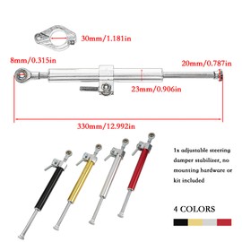 Motorcycle Steering Damper，13" Universal Motorbike Stabilizer Direction Damper for Suzuki Kawasaki Street bikes Super Moto Vibration Damper Accessorie(Gold)