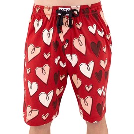 Lazy One Pajama Shorts for Men, Men's Pajama Bottoms, Sleepwear, V Day (Hearts, Medium)