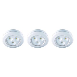 2.99 in. LED White Battery Operated Puck Light (3-Pack)