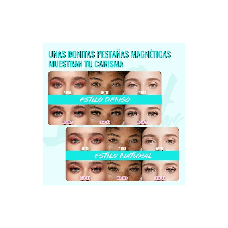 Pestañas Postizas Magnéticas Kit Con Aplicador 2 Pares