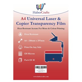 Universal Laser Transparency Film A4 Clear OHP Sheets Laser Printer Acetate Film Overhead Projector Film Tracing Graphic Design Transparency Paper Printable Sheets Fast Dry 120 Micron (10 Sheets)