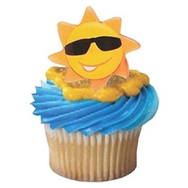 Summer Sunshine Sunny Face Sun Cupcake Rings - 24 pcs