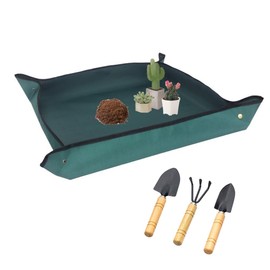 YWZHENYU Extra Large Repotting Mat for Indoor Plant Transplanting and Mess Control 43.3" X 29.5" Thickened Waterproof Potting Tray Foldable Succulent Potting Mat with 3 pcs Mini Garden Tools