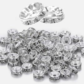 900 Pieces Round Rondelle Spacer Beads for Jewelry Making，Bead Charms，Rhinestone Beads over gild，Round Beads for Bracelets，Bead Bracelet Kit，Charms for Jewelry Making，Bead Spinner.（6mm）