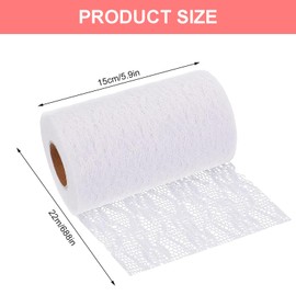 Table Runner White 15 cm x 22 m, Lace Fabric Decorative Table Runner, Washable, Exquisite Lace Table Runner, White, White Lace Ribbon, Table Runner Roll for Christening, Communion, Festive Wedding