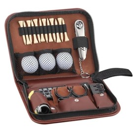 SANLINZOM Golf Accessories for Men and Women for Golfers, Accessories Set in Hi-End PU Case with Golf Balls, HD Rangefinder, Golf Tees, Cleaning Brush, 6-in-1 Divot Knife, Scorer, Golf Ball Clamp
