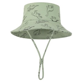 Baby Sun Hat UPF 50+ Sun Protective Toddler Bucket Hat Summer Kids Beach Hats Wide Brim Outdoor Play Hat for Boys Girls Olive Green 0-6 Months