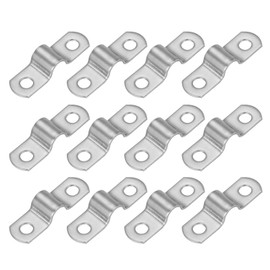 PATIKIL 8mm Rigid Pipe Strap, 12 Pcs 304 Stainless Steel Conduit Clamp 2 Hole Thicken U Bracket Pipe Clamp Tube Strap for Pipe Cable Wire Fixing, (1/3")