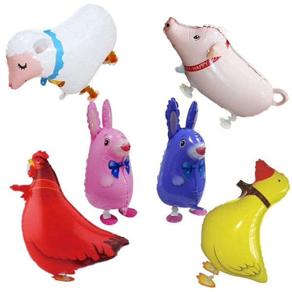 Zhiheng (Pack of 6) Walking Sheep Rabbit Pig Hen Duck