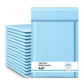 Light Blue Small Bubble Mailers 4x8 Inch #000 | Thick Padded Poly Bubble Mailer Envelopes | Trading card sports Card Bubble Envelopes | Mailing Envelopes | Water & Tear Resistant | 500 Pack Bulk