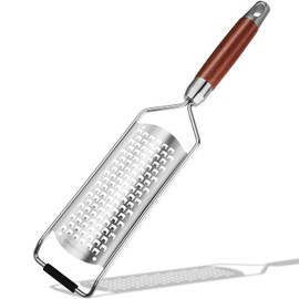 KULUNER Professional-Grade Lemon Zester with Ultra-Coarse Blades, Heavy-Duty Cheese/Vegetable Grater, Solid Wood Handle Design - Rust-Resistant Durable, Essential Kitchen Tool (A1)