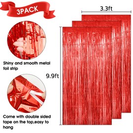 Valentines Decorations,Red Tinsel Curtains,Birthday Decorations,Graduation Party Decorations,Foil Curtain Background,Wedding Christmas Decorations Leaving Princess Balloons Classroom Kids Streamers
