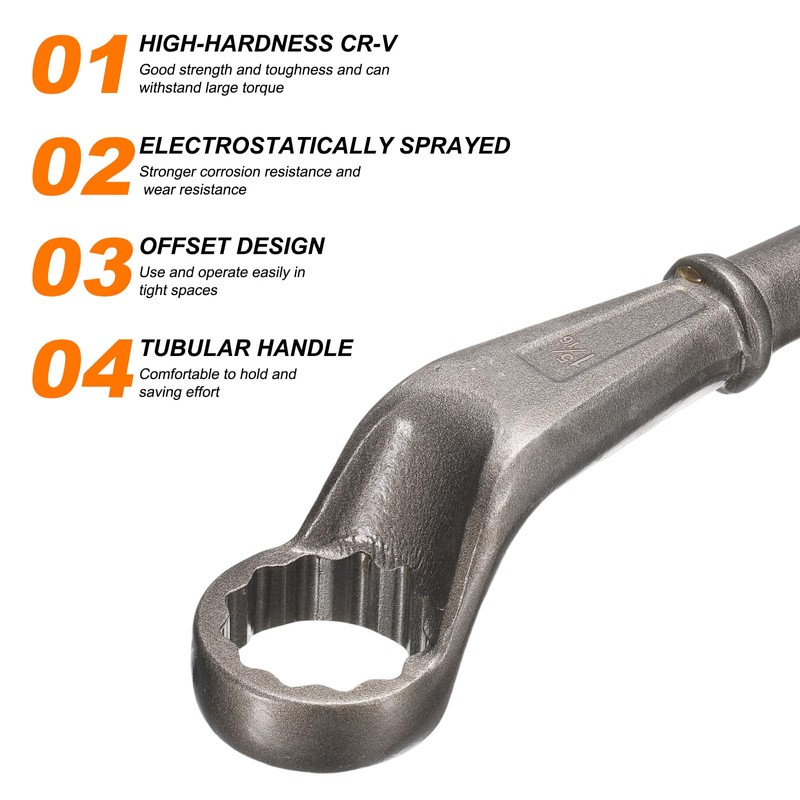 sourcing map Offset Box End Tubular Handle Wrench 1-5/16" CR-V