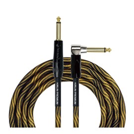 KIRLIN, KIRLIN CABLE IWB Instrument Cable, 1/4-Inch Right Angle to Straight, Black Gold Wave, 20FT (IWB-202 BFGL-20/WBO)