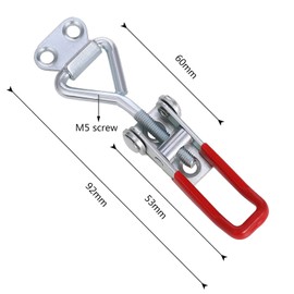 Fingertoys 6 Pack Adjustable Toggle Clamp, 360lbs Holding Capacity Heavy Duty Toggle Catch Latch Hasp Clip Clamp for Door, Cabinet Box Case Trunk, Smoker Lid, Quick Release Pull Latch Tools