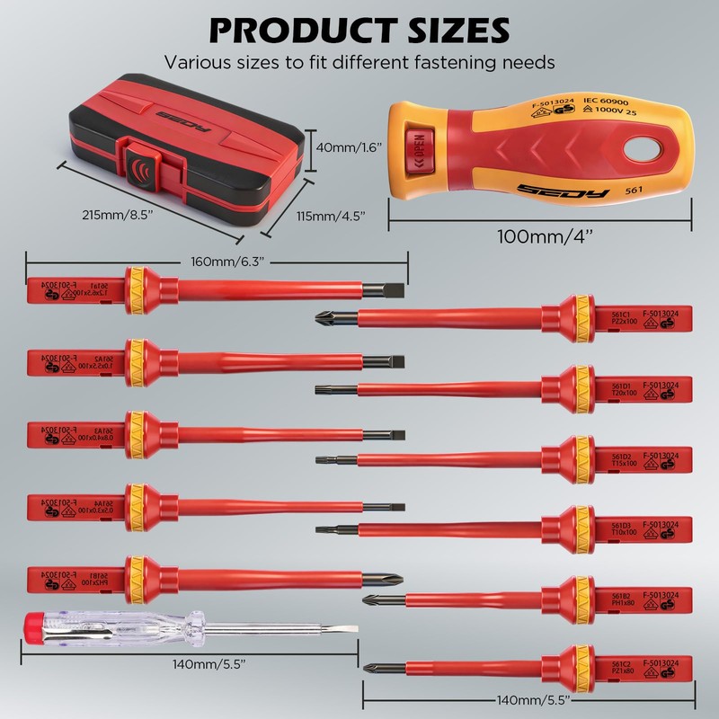 1000V Insulated Electrician Screwdriver Set - 13-Piece Professional Electrical Screwdriver