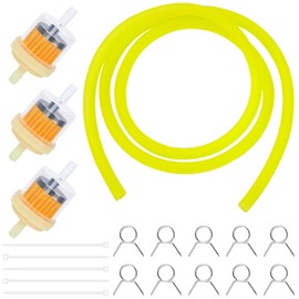 Tunejoy Petrol Hose Kit Motorcycle with 1 m Fuel Line Pack of 3 Petrol Filter 10 Pieces Hose Clamps for Motorcycle Tractors or Small Engines Yellow