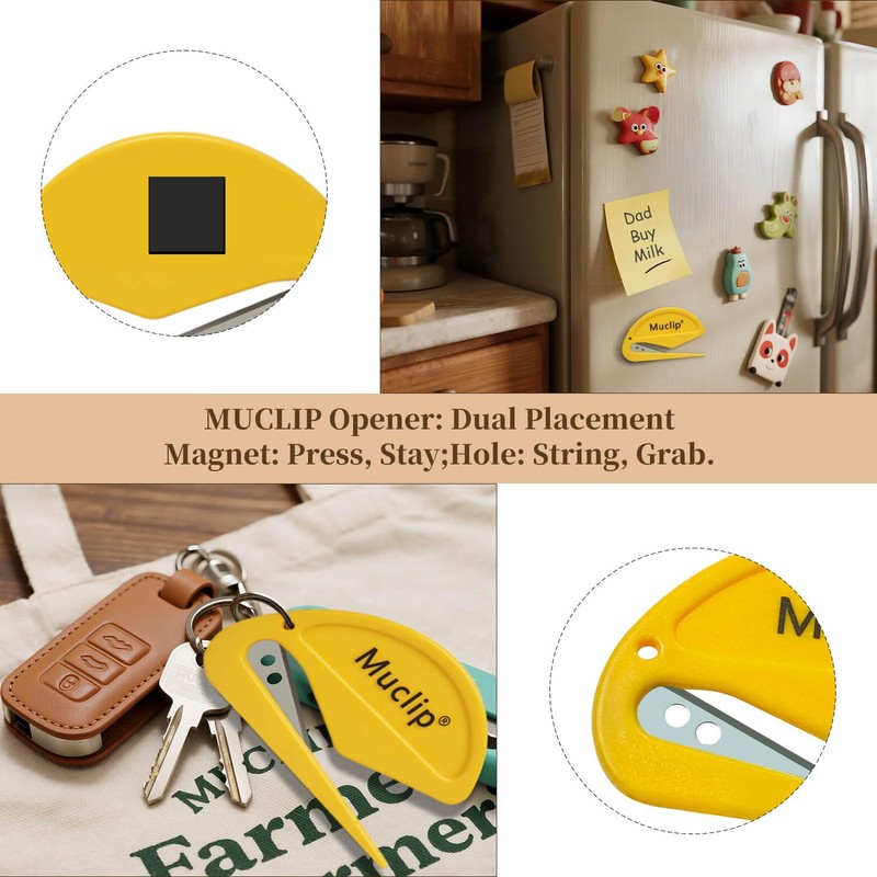 Muclip 8 Pack Letter Opener with Magnetic Stickers - Hidden
