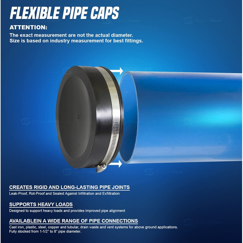 Supply Giant 8IFC Flexible Pvc Pipe Cap with Stainless steel