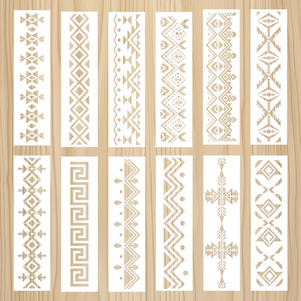 Stencils Painting Wall Aztec Tribal - 12 Pcs Boho Corner