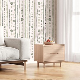 LaiTique Sage Green and White Peel and Stick Wallpaper, Modern Minimalist Wallpaper, Self Adhesive Vinyl Wall Paper for DIY Home Decor, 17.7in x 118in