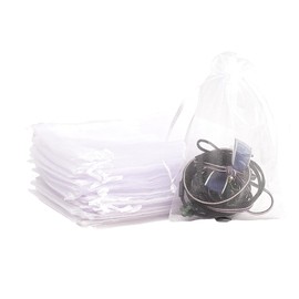 100pk White Organza Gift Bags,10x15cm Small Organza Favor Bags,Wedding Jewelry Pouches with Drawstring,Mesh Candy Favour Bag Party Sweet Bags for Birthday,Wedding,Christmas,Gift Wrapping