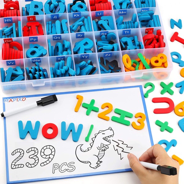 235 Pcs Magnetic Letter Number with Magnet Board, 2 Erasable