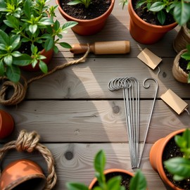 20Pcs Silver Plant Label Hooks Garden Markers Stake Plant Label Holder Plant Label Hanger Garden Plant Sign Stake Rustproof Deformed Garden Plant Sign Hooks Hanging Rods for Flower, Planter, (20cm)