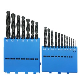 NORTOOLS 19 Pieces HSS Drill Bits with Round Shank and Plastic Tool Display Storage Box 1.0-10.0 x 0.5 mm