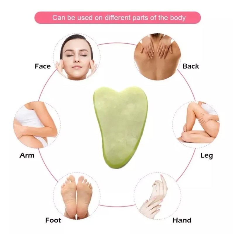 OEM 10 Guashas De Jade 100% Natural Para Masaje Facial