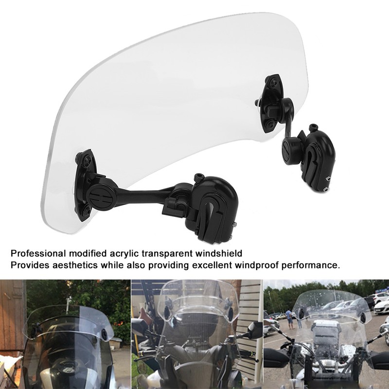 Motorcycle Windshield Extension Heighten Windscreen Adjustable Wind Rain Air Deflector