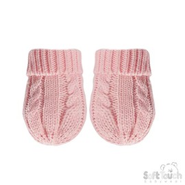 Mini Mart Online Limited Baby Infant Knitted Cable Mitts Mittens Boy Girl Nb-12 Months, Pink